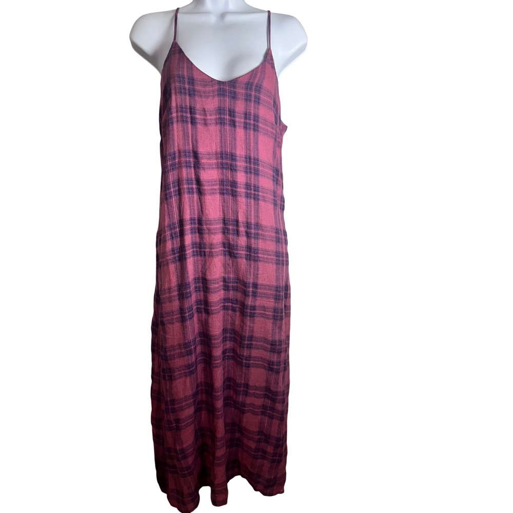 Self Contrast Anthropologie Plaid Maxi Slip Dress XS Made in USA SCD-6954